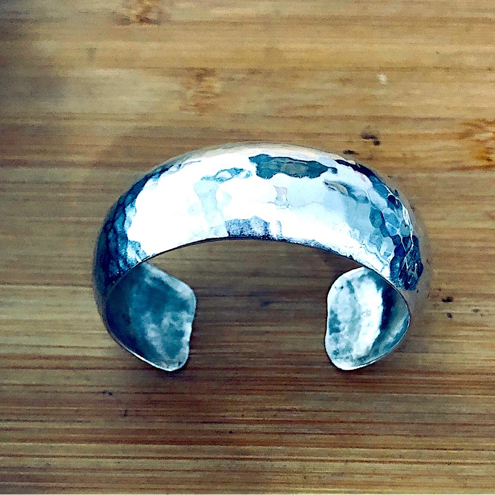 $192  Bold Designer Sterling Estate Cuff  32 gm  Marked Copyright F 94 STERLING